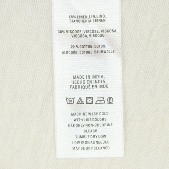 Meadow Rue by Anthropologie Women's XS White Linen Blend V-Neck Short Sleeve Tee - Picture 9 of 9